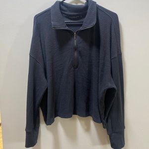 Abercrombie & Fitch Dark Grey Ribbed Quarter Zip